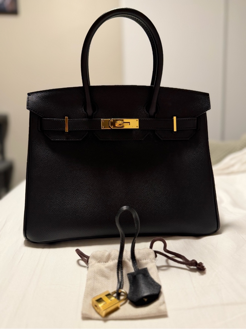 Hermès Birkin 30 Black Epsom Gold Hardware 2019